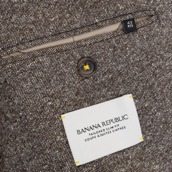 Banana Republic Italian Tweed Brown Suit 2pcs Jacket 42R Pants 36R - Picture 9 of 16